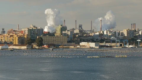 Industrial area of Taranto, Italy. Stock Footage 89767853