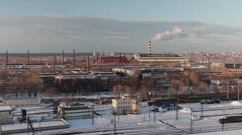 Industrial Area At Winter Stock Footage 61050885