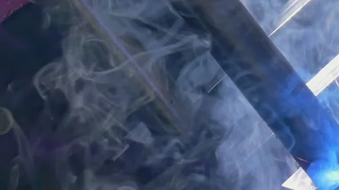 Industrial Argon Welding Robot Crafts Metal Art in Slow Motion Beauty Stock Footage 341068157