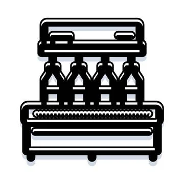 Industrial automatic bottling process on production line Stock Illustration