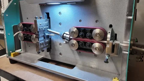 Industrial Automatic Cable Cutting and Stripping Machine Vídeos de archivo 332789074