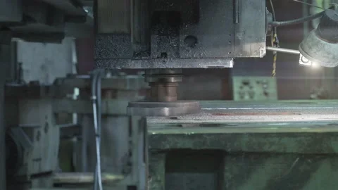 Industrial automatic grinding machine at metalworking in factory, grinding wheel Stock Footage 153876626