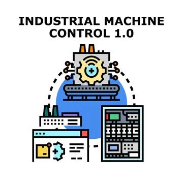 Industrial automatic machine control manufacturing automation concept イラスト素材