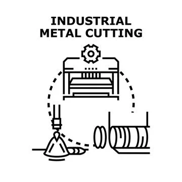 Industrial automatic metal cutting processing manufacturing concept Stock Illustration