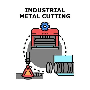 Industrial automatic metal cutting processing manufacturing concept Stock Illustration