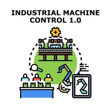 Industrial automatic process control system managing production Stock Illustration