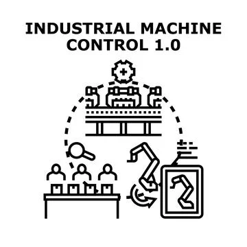 Industrial automatic process control system managing production Illustrazione stock