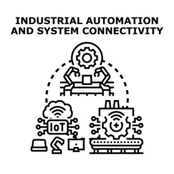 Industrial automatic system operating manufacturing process Stock Illustration