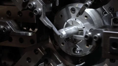 Industrial automatic wire spring forming machine manufacturing custom metal.. Stock Footage 337344643