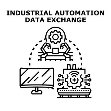 Industrial automation data exchange smart manufacturing process Illustrazione stock
