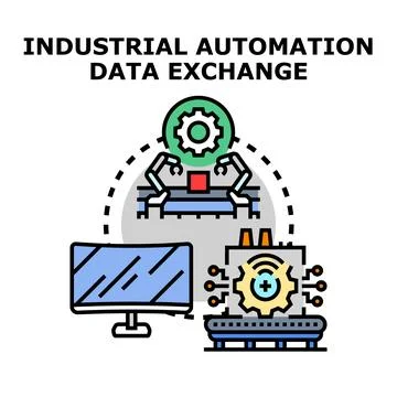 Industrial automation data exchange smart manufacturing process Stock Illustration