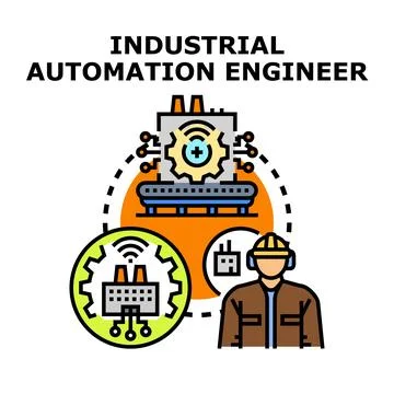 Industrial automation engineer working with smart production systems Stock Illustration