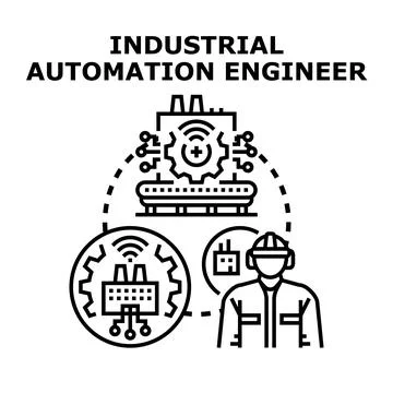 Industrial automation engineer working with smart production systems イラスト素材