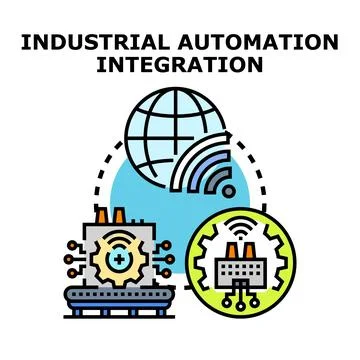 Industrial automation integration connecting global smart factory systems Stock Illustration