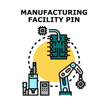 Industrial automation manufacturing process creating microchip components Stock Illustration