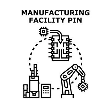 Industrial automation manufacturing process creating microchip components Stock Illustration