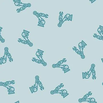 Industrial automation mechanical engineer line vector seamless pattern Illustrazione stock