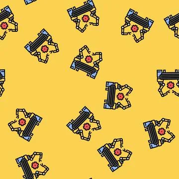 Industrial automation mechanical engineer vector seamless pattern Stock Illustration
