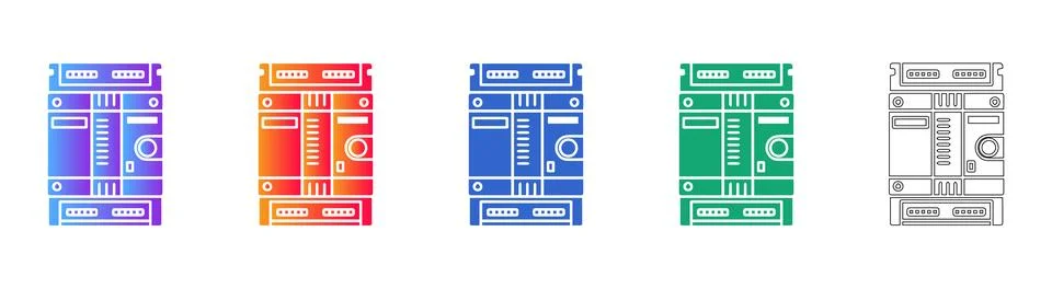 Industrial Automation Module Vector Icon Set Stock Illustration