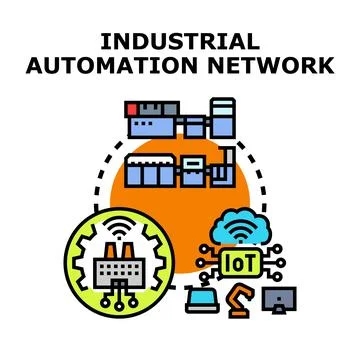 Industrial automation network concept connecting smart factory iot Stock Illustration
