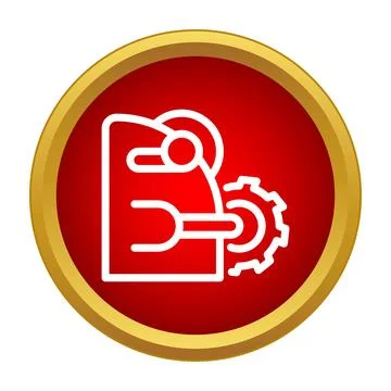 Industrial automation robot arm working with gear icon Stock Illustration