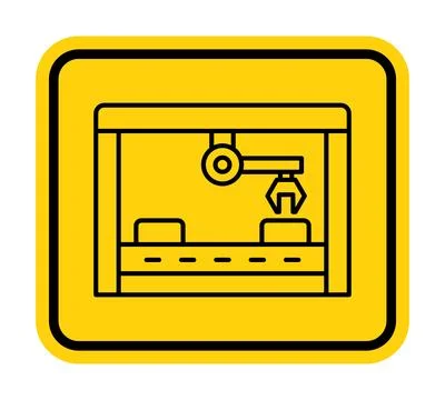 Industrial Automation Robotics Interface with Crane on Yellow Background Stockillustratie