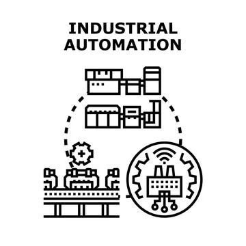Industrial automation system improving manufacturing technology Stock Illustration