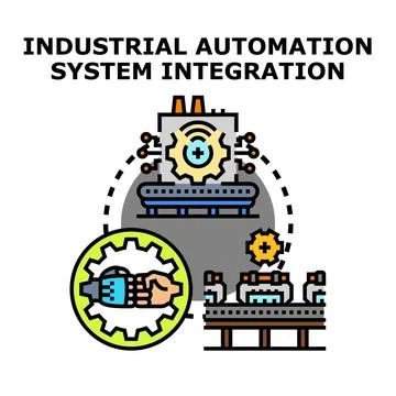 Industrial automation system integration process illustrating technology Stock Illustration
