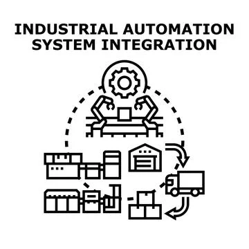 Industrial automation system integration process concept Stock Illustration