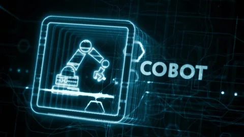 Industrial automation technology concept. Collaborative robot, cobot. Vidéo 233831931