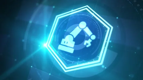 Industrial automation technology concept. Collaborative robot, cobot. Stock Footage 243343187