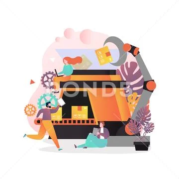 Industrial automation vector concept for web banner, website page Stock Illustration