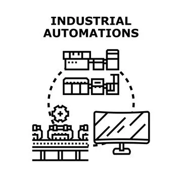 Industrial automations manufacturing processing management concept Stock Illustration