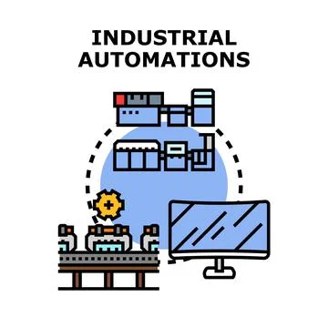 Industrial automations manufacturing processing management concept 스톡 일러스트