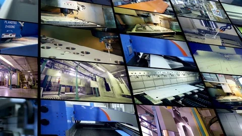 Industrial background 4K. Multiscreen industrial production. Split screen Stock Footage 73071378