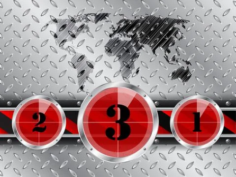Industrial background with countdown timer and world map Stock Illustration