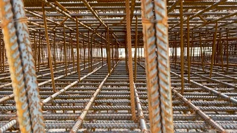 Industrial background. Rebar texture Stock Footage 236686151