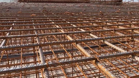 Industrial background. Rebar texture. Rusty rebar Stock Footage 244481900