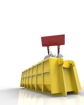 Industrial background with skip and bulldozer 3d rendering Stock Illustration