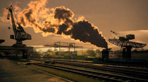 Industrial background. smog pollution Video stock 33792814