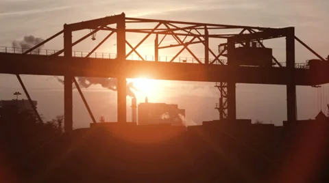 Industrial background at sunset Stock Footage 33792981