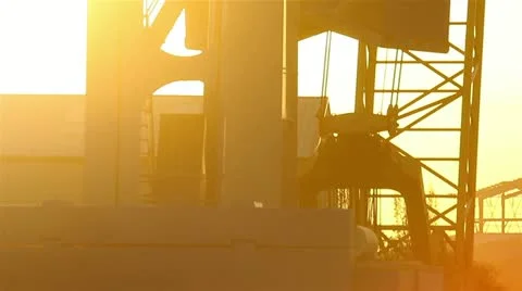 Industrial backgrounds – Crane on sunset Stock Footage 12666608
