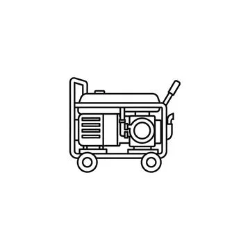 Industrial backup power generator machine line art graphic Stock Illustration
