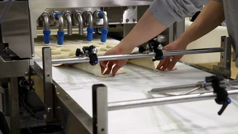 Industrial bakery machine Stock Footage 90858246