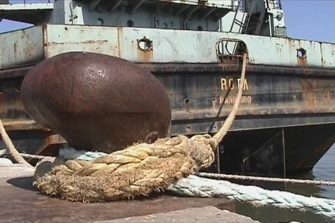 Industrial barge moored Stock Footage 114486