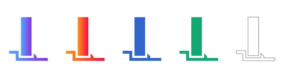 Industrial Beam Support Icon Set Stock Illustration