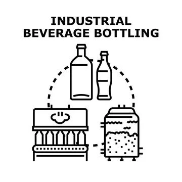 Industrial beverage bottling process production line manufacturing イラスト素材
