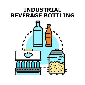 Industrial beverage bottling process production line manufacturing イラスト素材
