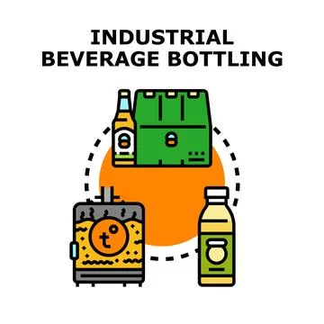 Industrial beverage bottling production process concept Stock Illustration