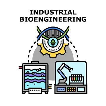 Industrial bioengineering connecting genetic science and automated manufact.. Stock Illustration